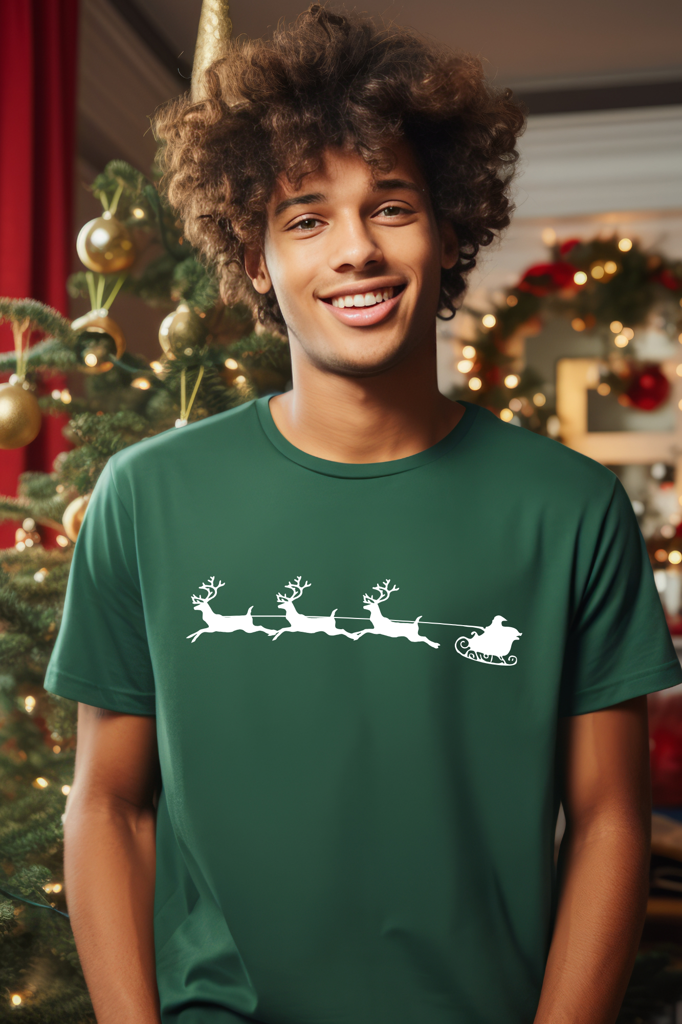 T-shirt - Jultomtens släde med renar