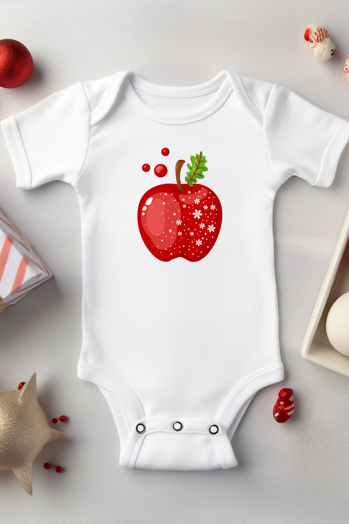 Babybody - Red Apple with Snowflakes