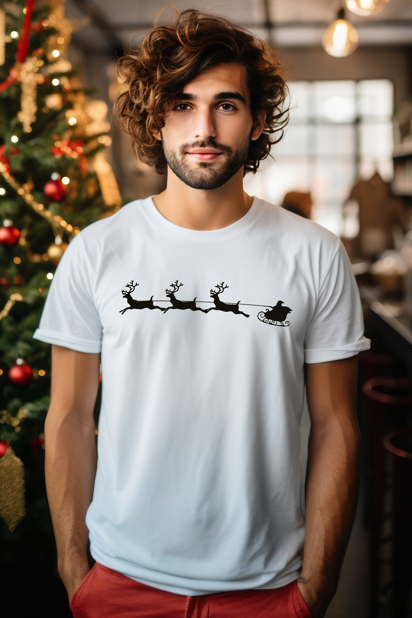 T-shirt - Jultomtens släde med renar